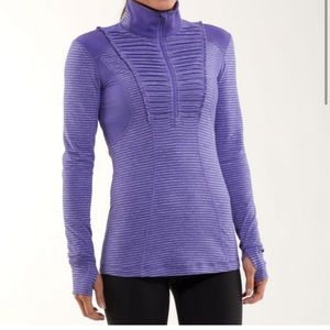 Lululemon Run Your Heart Out Half Zip Pullover Purple Heathered Stripe Feminine